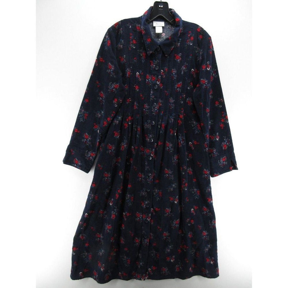 The Vermont Store Dress Medium Red Midi Corduroy Shirt Cottage Prarie